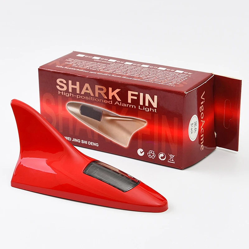 Universal Car Shark Fin Antenna Roof Tail Modification Light with Solar LED Light Car Antenna Driving Safety Warning Light