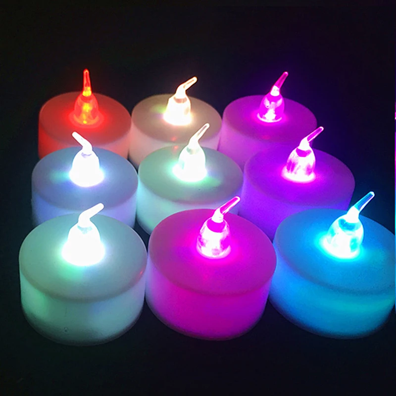 Multicolor Flameless Flickering Bulbo, Flickering Tea Light, Simulação Vela, Luz LED, 6 pcs