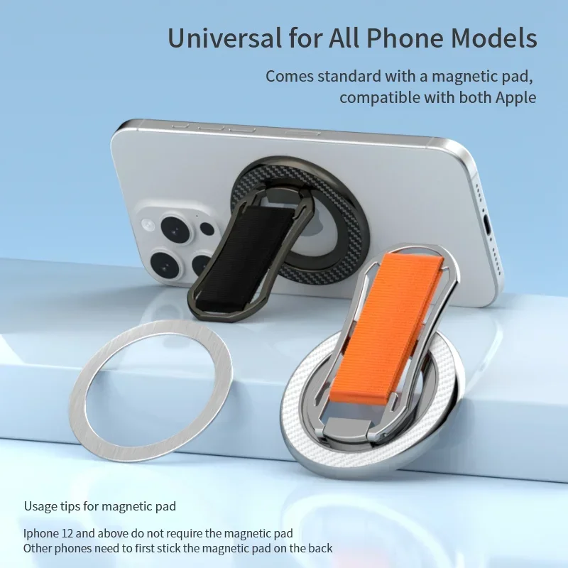 

Magnetic Cell Phone Ring Holder Compatible iPhone 12 13 14 15 16 Series MagSafe Removable Cell Phone Grip Kickstand For Samsung