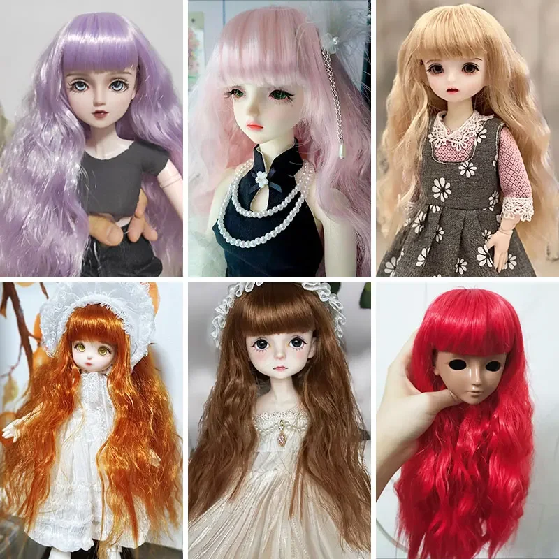 

1/3 1/4 1/6 1/8 BJD doll hair OB11 clay doll with high temperature fiberbangs roll long doll wig 24 color