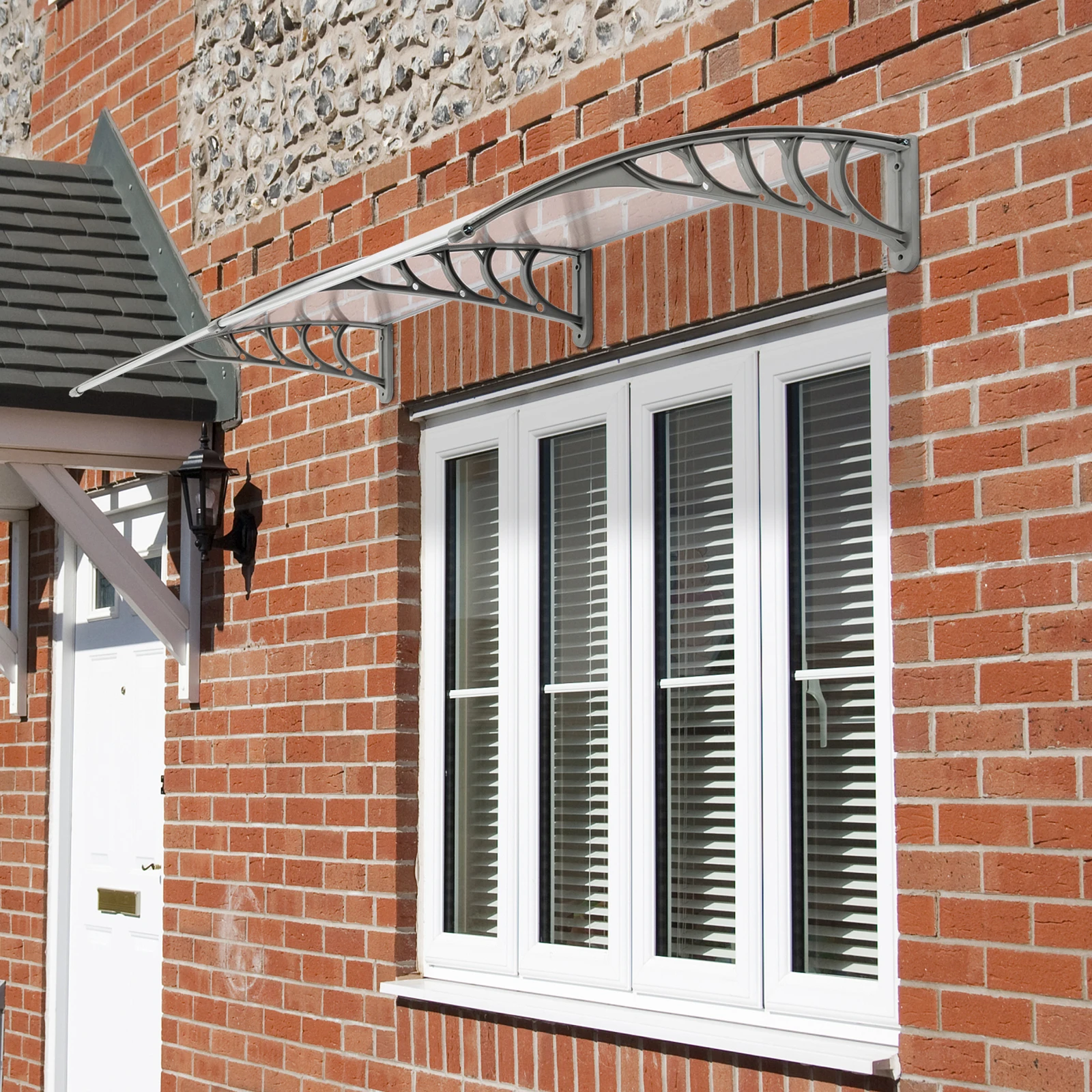 

Навес для дверей и окон Ht-200 X 100 для домашнего использования, серебристо-серый, с кронштейнами