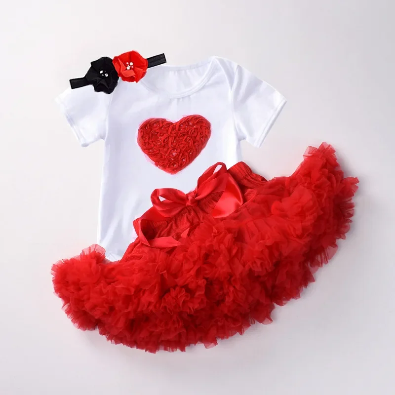 Baby Girls Boutique Clothes Sets One Year Old Birthday Newborn 6 9 Months Girls Tutu Outfits Romper+Skirt+Headband 1 Year