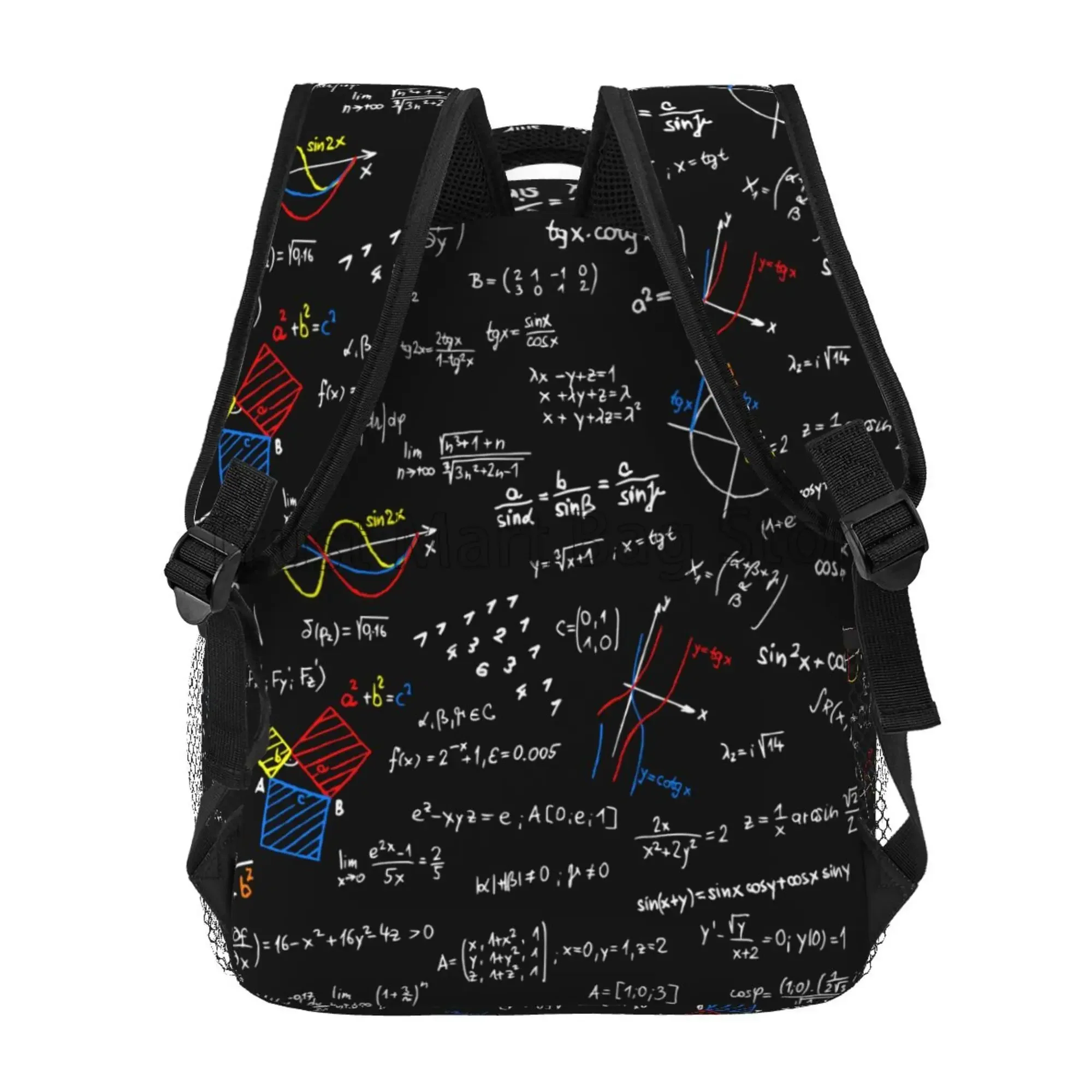 Colorful Math Science Geometric Large Backpack Personalized Laptop Tablet Travel School Bag with Multiple Pockets for College