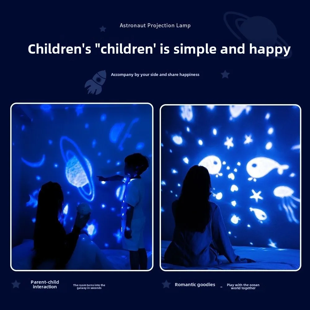 Astronaut Starry Sky Projection Light Astronaut Rotating Music Nightlight Children's Sleep Companion Star Light