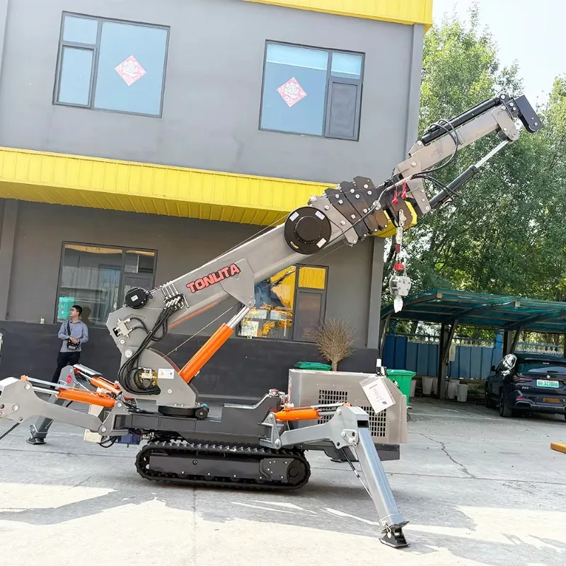 Customized Crane 1.2 1.5 2 3 4 5 8 10 12 14 16 Ton Compact Crawler Telescopic Boom Hydraulic Remote Control RC Spider Crane