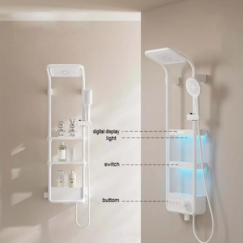 Sistem Shower Termostatik Pintar Dengan Layar Digital LED Kontrol Tombol Piano Mode Hujan dan Pijat Konstruksi Kuningan