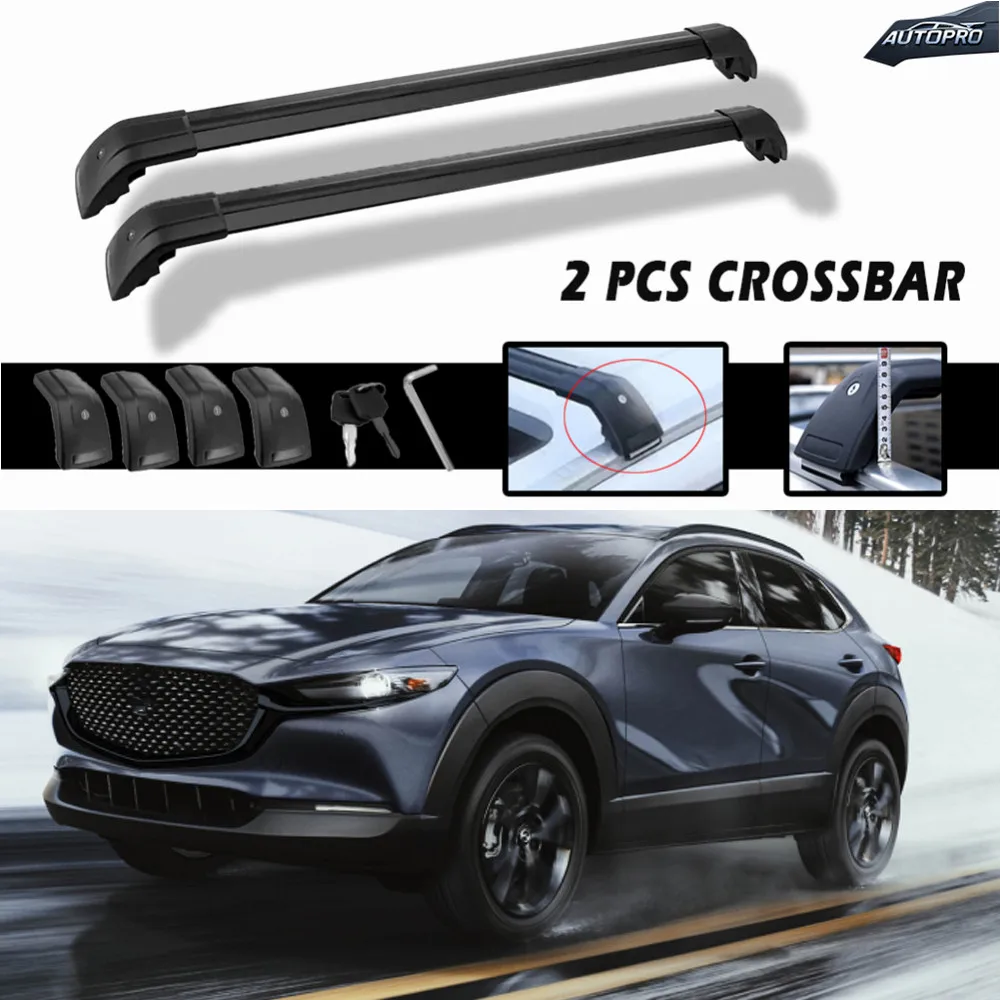

Lockable 2PCS Cross Bar Fits For Mazda CX-30 2020-2025 Roof Rail Rack Cargo Bars High Quality