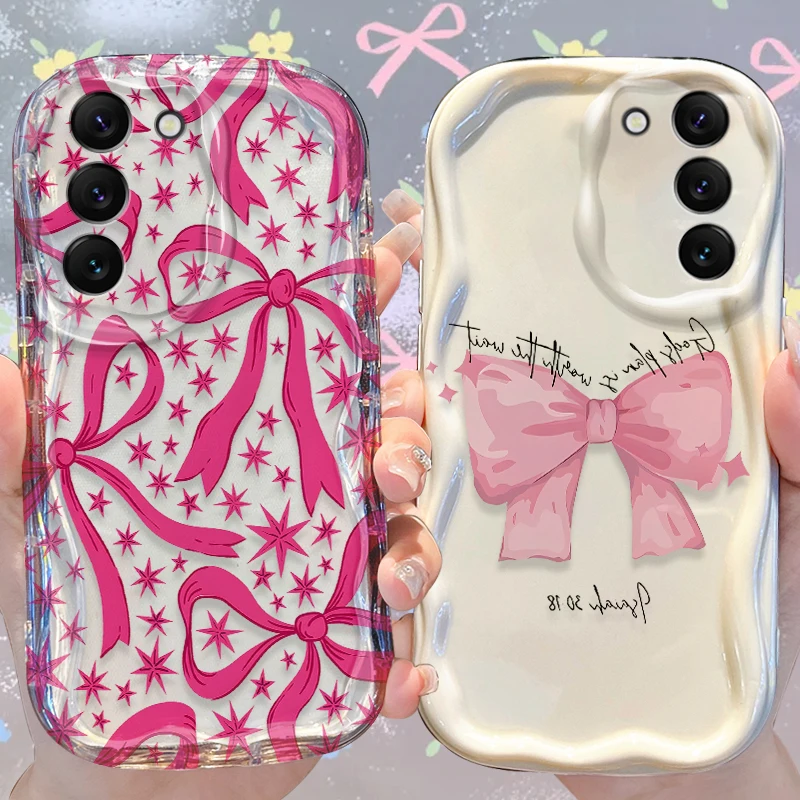 Girly Pink Bow Art Print Soft Phone Case for Samsung Galaxy A50 A50S A37 A36 A35 A34 A32 A26 A25 A24 4G A23 A21S A20S A12 5G