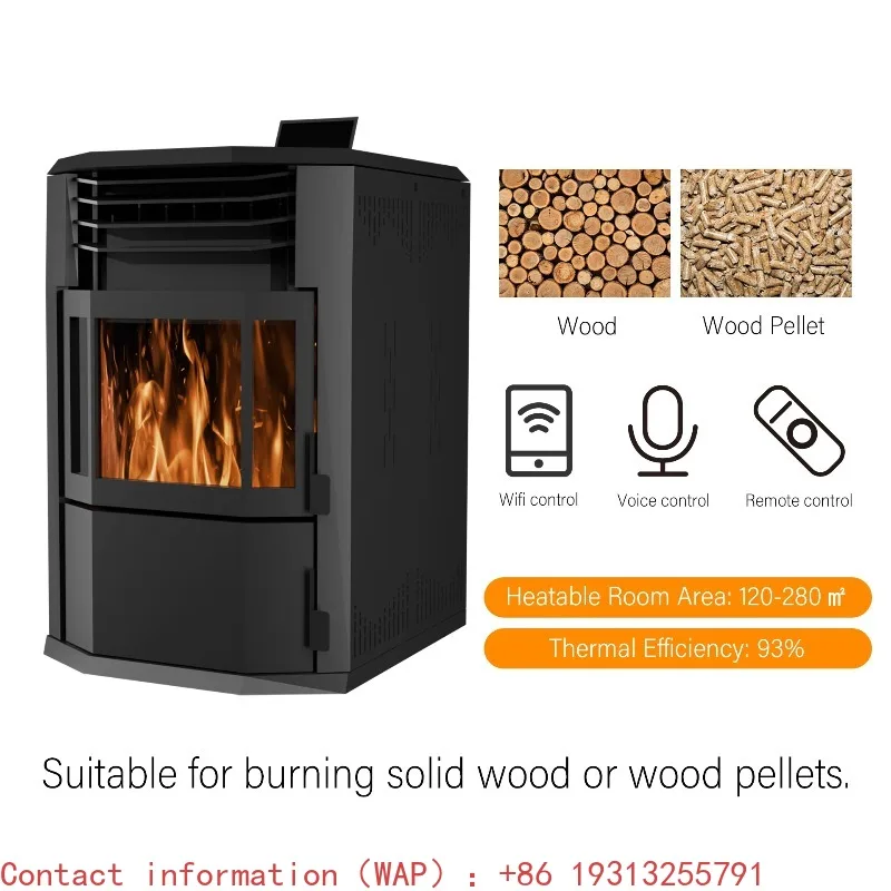【Best-selling】10kW Automatic Modern Indoor Wood Burner Biomass Pellet Stove Central Water Heating Free-standing for Home Firepla