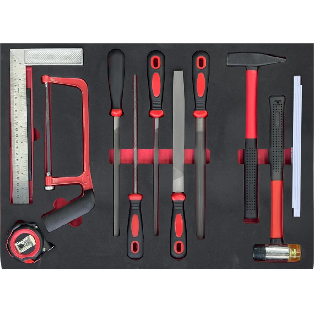 13-Piece Professional Cr-V Mechanic Hand Tool Kit Sets Hammer And Pliers File Tape Measure For Machine Repair And Household Use