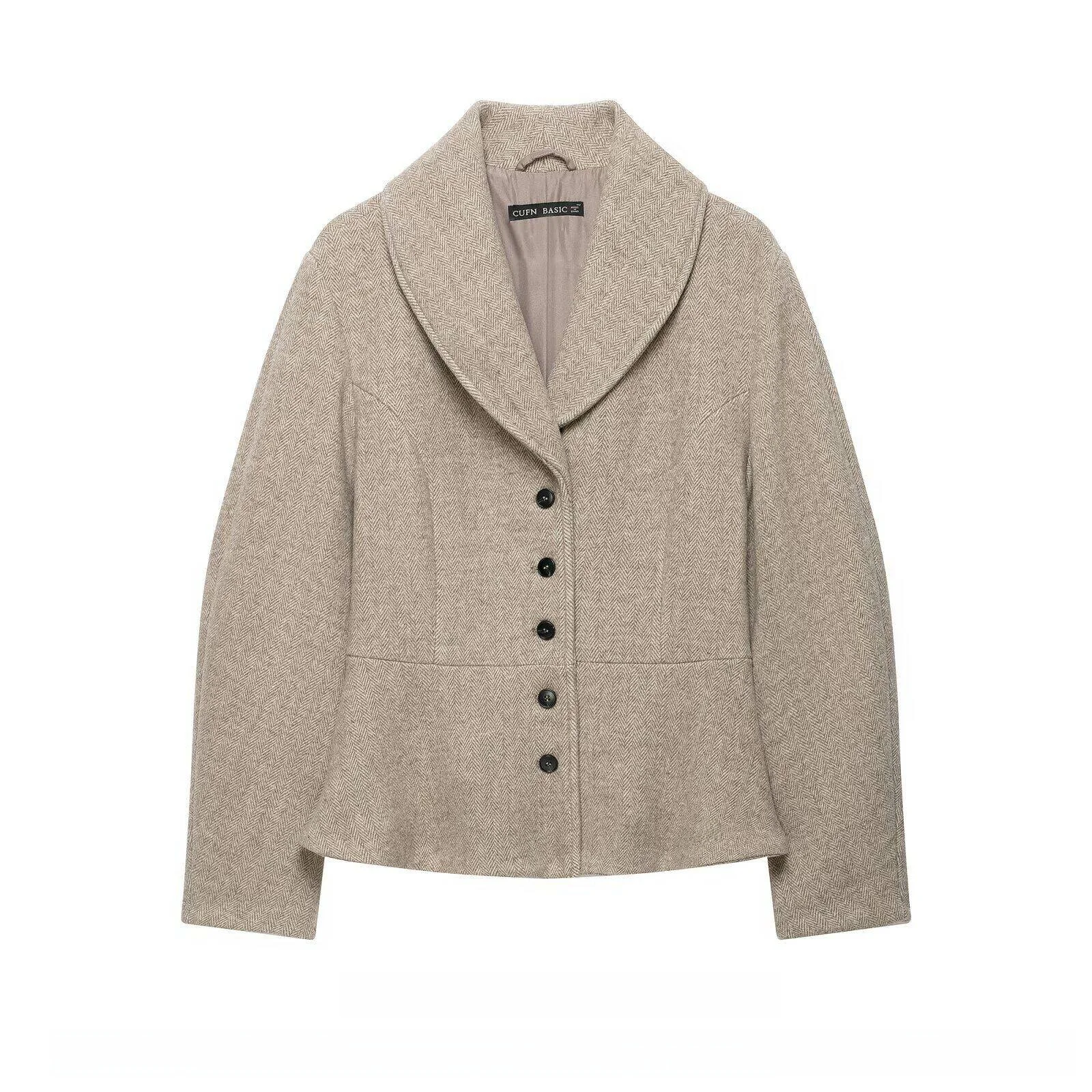 Fashionable Long Sleeve Turn-down Collar Nine-point Short Skirt Jacket New Autumn 2026 Women's Elegant Style Standard Fit Out...