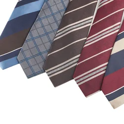 2025 New Design Plaid Silk Neckties Formal Mens Business Neck Ties Red Floral Striped Tie Wedding Party Shirt Accessories Cravat