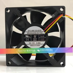 Inversor de elevador de três fios, ventilador de refrigeração, rolamento de esferas duplo, modelo efc-08e12d-ef05, 8cm, 80mm, dc 12v, 0.40a, 80x25mm, novo e original