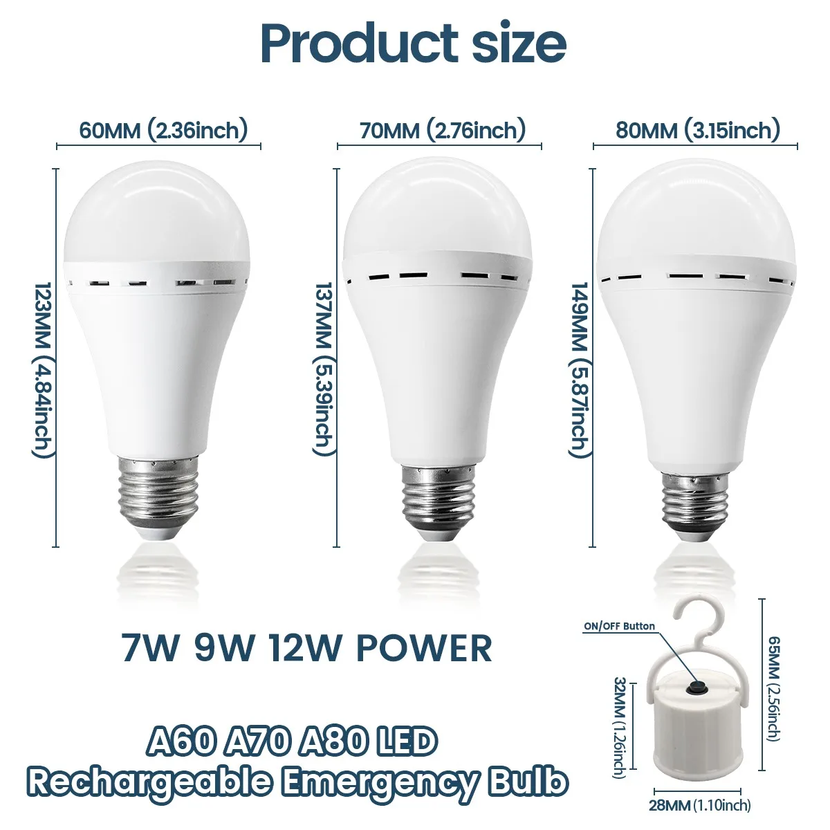 LED Rechargeable Bulb E27 7W 9W 12W Emergency Light Bulb 100-240V for Home Power Outdoor Camping Failure Porch Garden Lamp