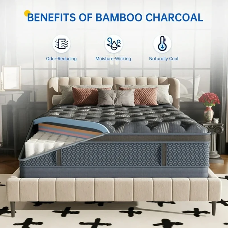 Roll Sleeping Well Full Inch Mattresses in a Box Mattress Stores Near Me King Double Gel Memory Foam Spring Mattress Fabric