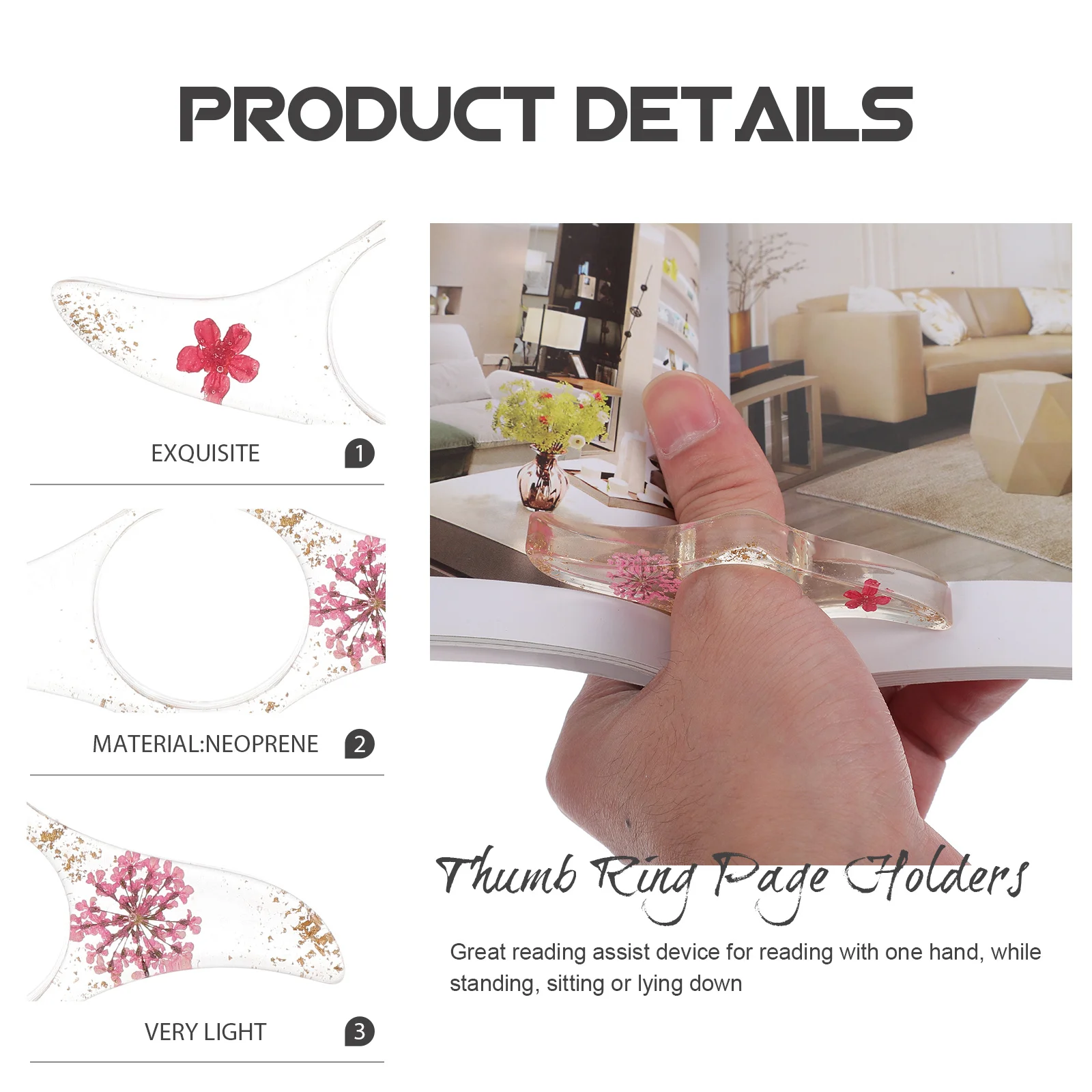 

Plastic Thumb Ring Page Holders Exquisite Workmanship Great Reading Support Tool for Books and Magazines Household Reading