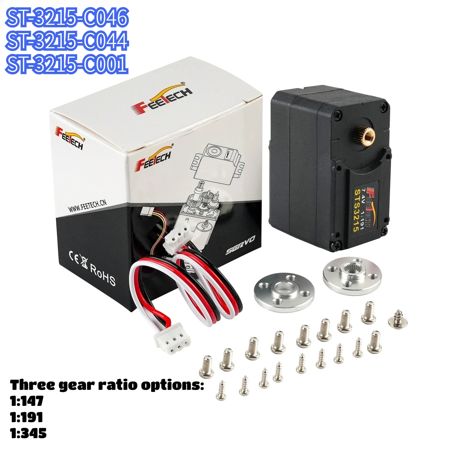 Feetech 7.4V 19KG Magnetic Encoding Servo 360 STS3215 High Precision Feedback Serial Bus TTL Servos Gear ratio 1:147 1:191 1:345