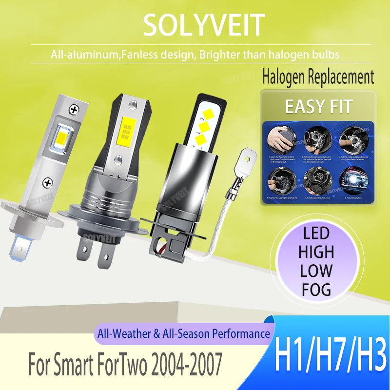 

IP67 weatherproofing for ever-ready H1/H7/H3 LED beams High Low Fog Car Lamp Bulb Kit 6000k For Smart ForTwo 2004 2005 2006 2007