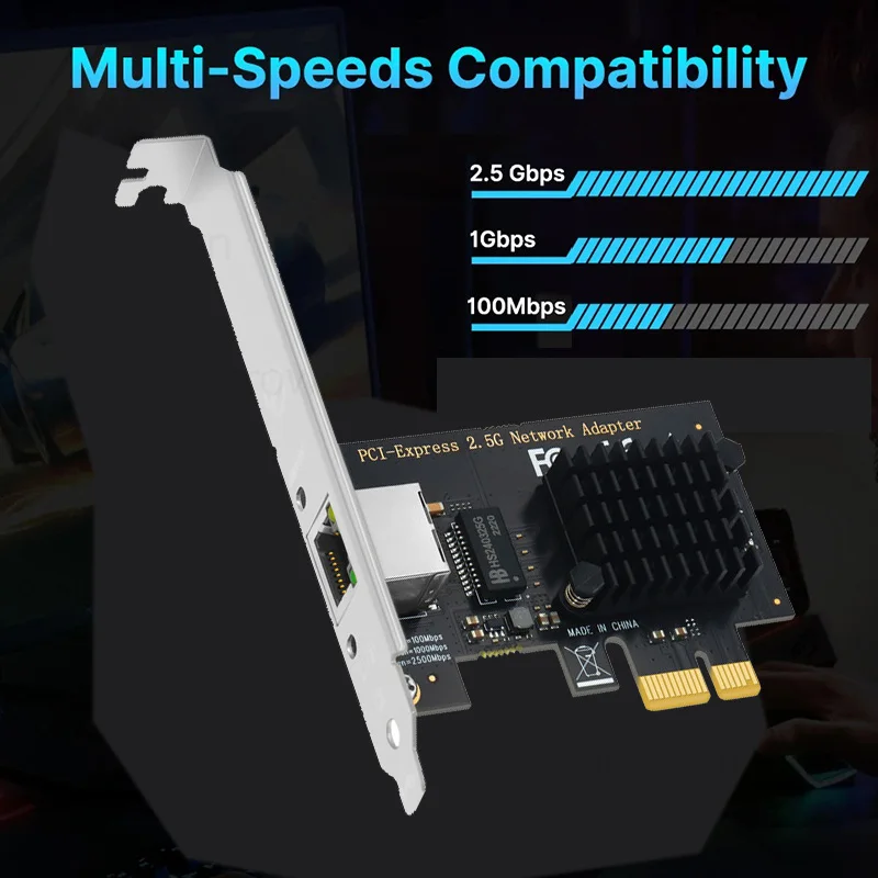 2.5G Gigabit PCI-E To RJ45 Network Card Ethernet PCIE 100/1000/2500Mbps 1 Port RJ45 LAN Card Controller Adapter For Win7/8/10/11