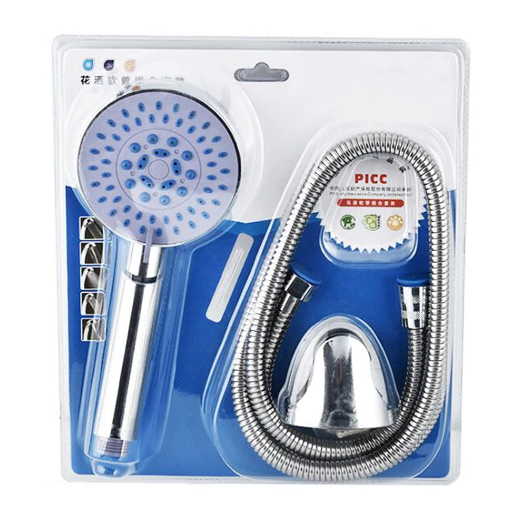 3PCS/SET Universal Bathroom Hand Rainfall Shower Head Pressurized Hand-held Showerhead Hose and Base