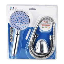 3PCS/SET Universal Bathroom Hand Rainfall Shower Head Pressurized Hand-held Showerhead Hose and Base