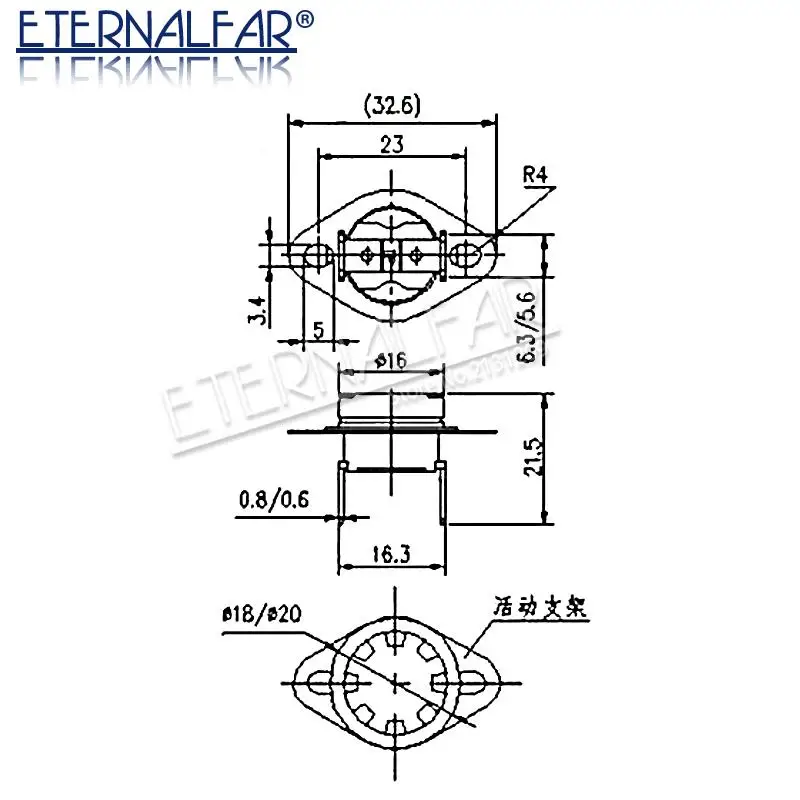 KSD302 16A 45 65 85 92 150 C Degrees Ceramics Bent foot Thermostat Normally Open Closed Temperature Switch Temperature Control