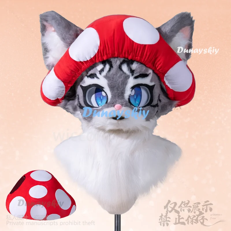 

Животное Kawaii Furrsuit Косплей Пушистый головной убор Костюм Cutecore Милая красная шляпа с грибами Сказочный стиль Аниме Кошка Собака Индивидуальные