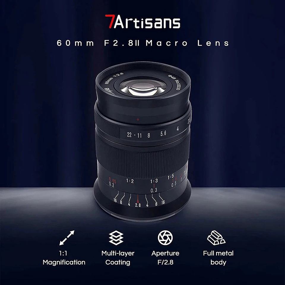 7artisans 60mm F2.8 II MF APS-C Frame Macro Lens for Potrait Photography with Sony E A7RIII X Nikon Z5 Z6 II RF M M43 L Mount