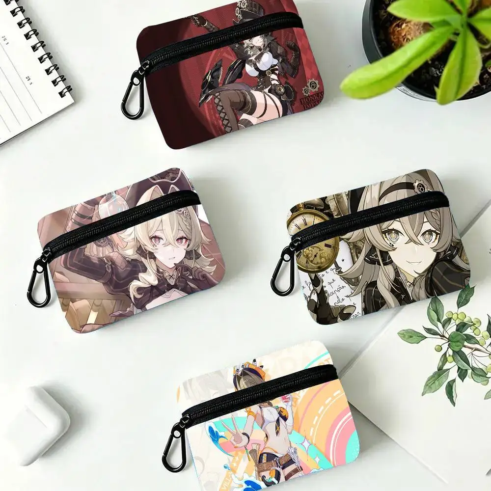 Vill-V Anime Game H-Honkai Impact 3rd Oxford Fabric Wallet With Zipper Hanging Multifunctional Bag For Credit Cards Keys Coins