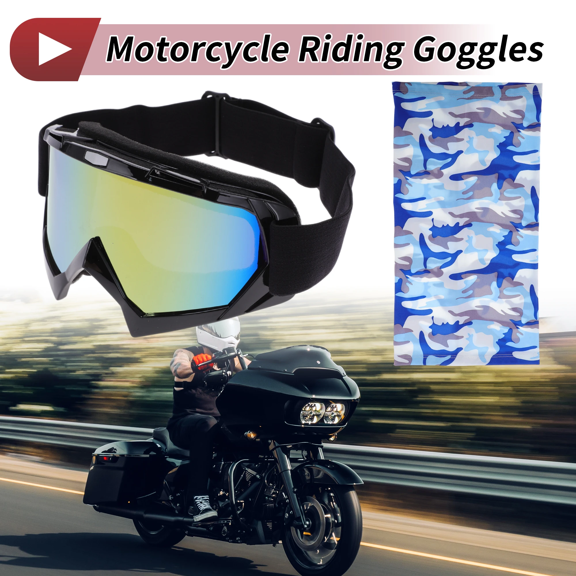 

X Autohaux Мотоциклетные очки Красочные линзы Черная оправа ТПУ Велосипедные солнцезащитные очки