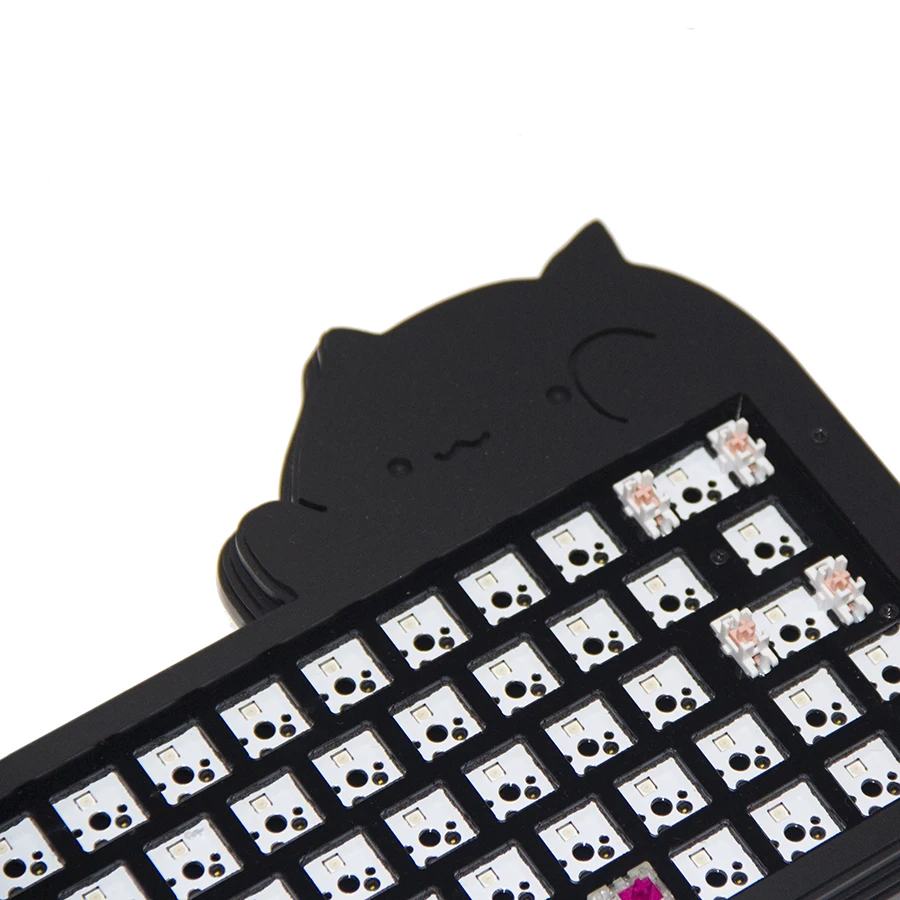 Black Cat Keyboard Kit 64 Key VIA Macros DIY Acrylic Keypad RGB Light Keyboard Kit Wired with Switch