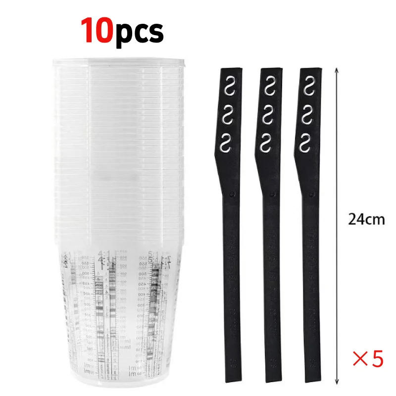 385/680/1370/2250ml Disposable Paint Mixing Cup Calibrated Cup Plastic Mixing Stick Liquid Container Measuring Cup H/O Quick Cup