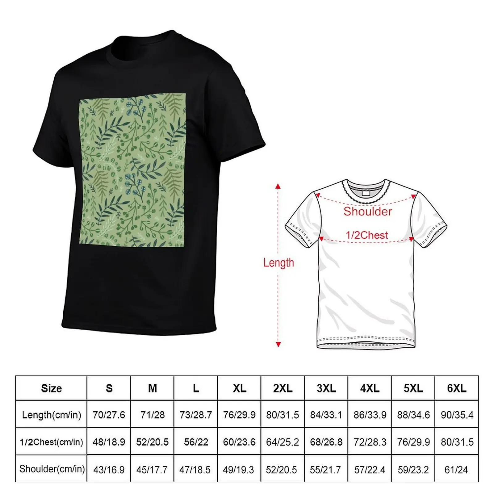 green leaves. leaf. nature. wild floral flowers T-Shirt Simple Solid Color Crew Neck Tee