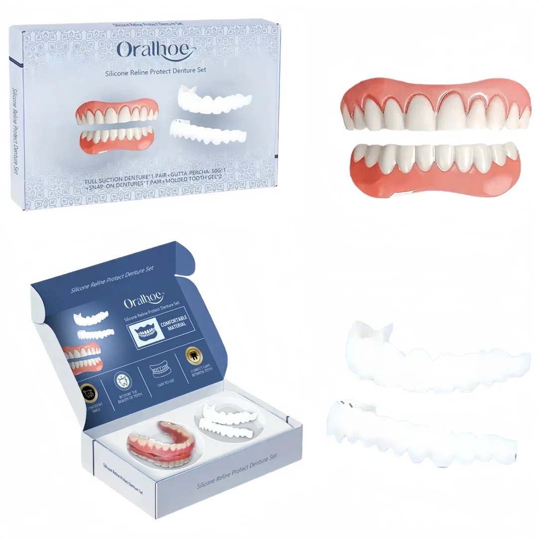 

Temporary Decorative Fake Teeth Upper & Lower Dental Veneers Cosplay Prop False Teeth Denture Decorations Teeth Brace Kit