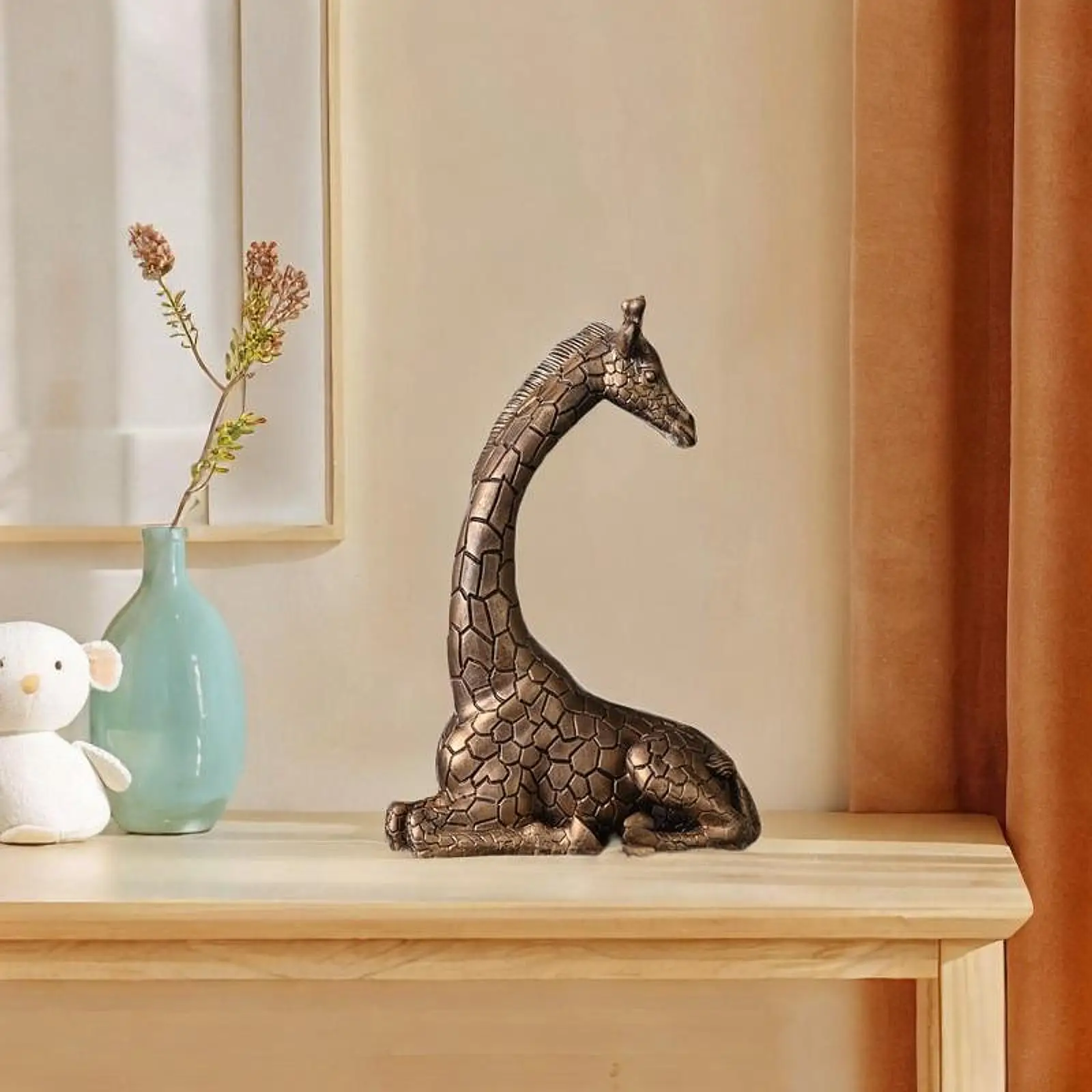 Elegant Resin Giraffe Figurine Animal Decoration Statuette Artwork for Collectibles Cabinet Living Room Bedroom Office Table