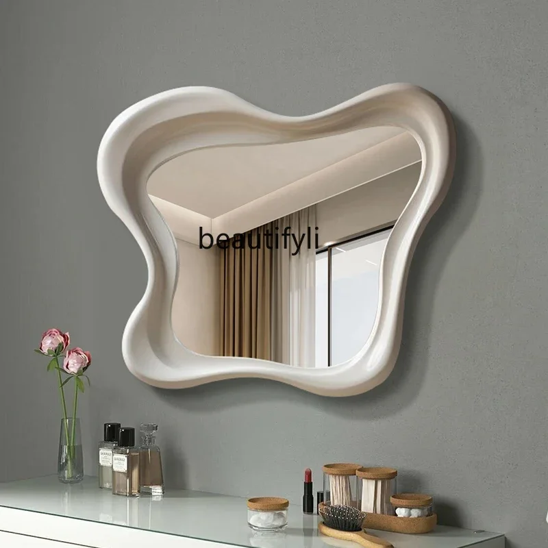 

Nordic Cream Style Bathroom Mirror Wall Mounted Irregular Makeup Mirror Decorative Makeup Mirror02A