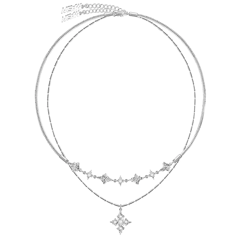 Masw original design luxus schmuck zwei schicht ige hochwertige messing dicke versilberte anhänger kette halskette für frauen 2023 neu