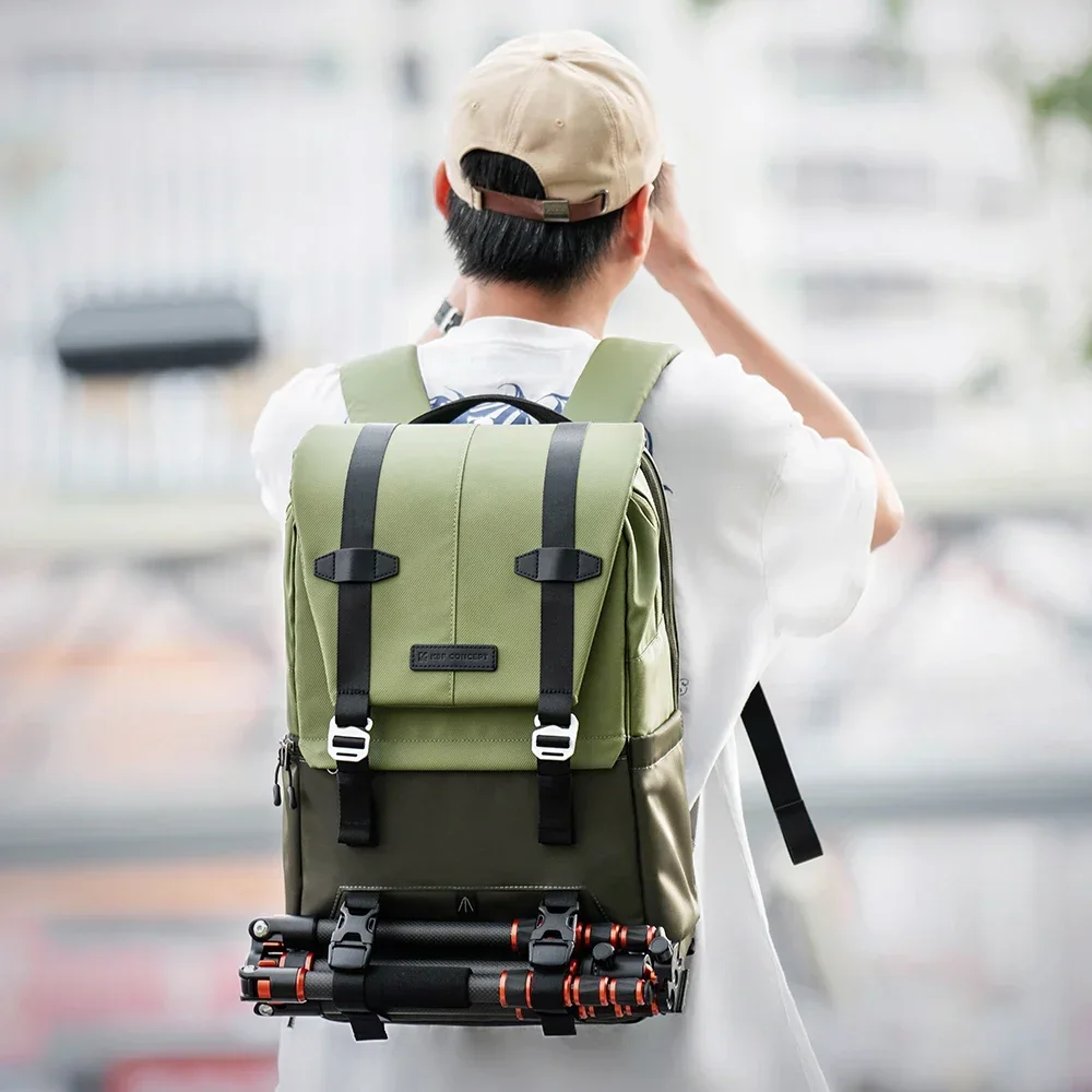 K&F Concept 15.6 Inch Camera Backpack Can Carry Tripod Side Quick Access Ergonomic Design Separate Warehouse Independent Storage