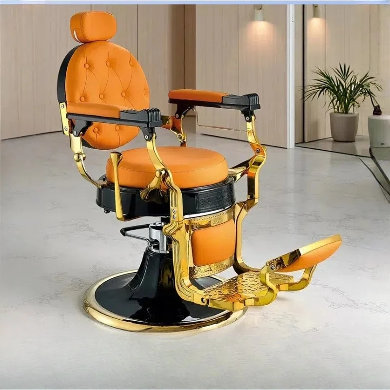

Antique Barber Shop Hair Shaving Chair Luxury Classic Black and Gold Hair Salon Chair