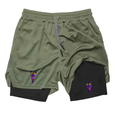 Summer Men Mesh Clothing Casual Beach Pant Loose Running 2 in 1 Double-deck Sport Shorts Men Sportswear Gym Fitness Short Pant