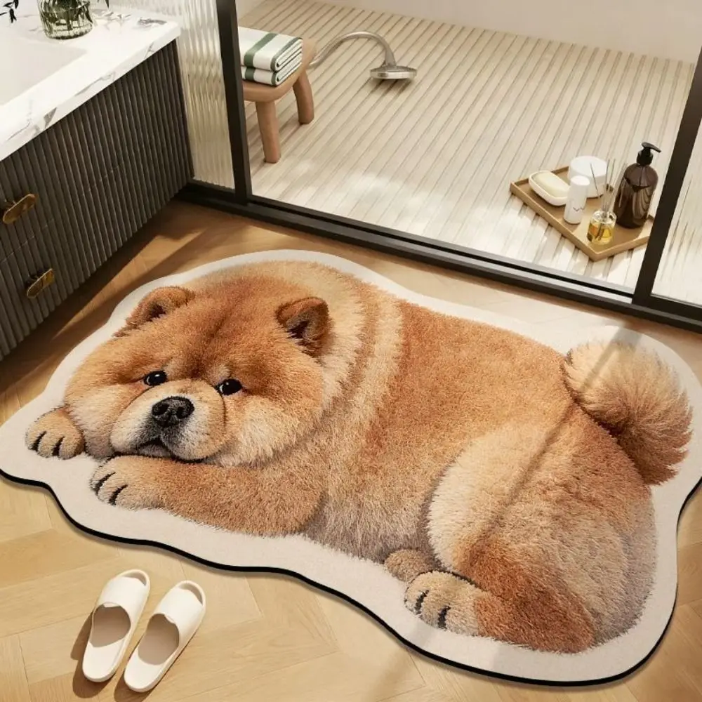 Special-shaped Puppy Print Rug Pet Theme Rug Soft Animal Floor Mat Decorative Carpet Puppy Print Entryway Mat Bathroom Floor