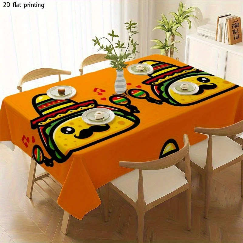 1pc Soft, fashionable and attractive 2D flat tablecloth, machine washable and easy to clean, yzb