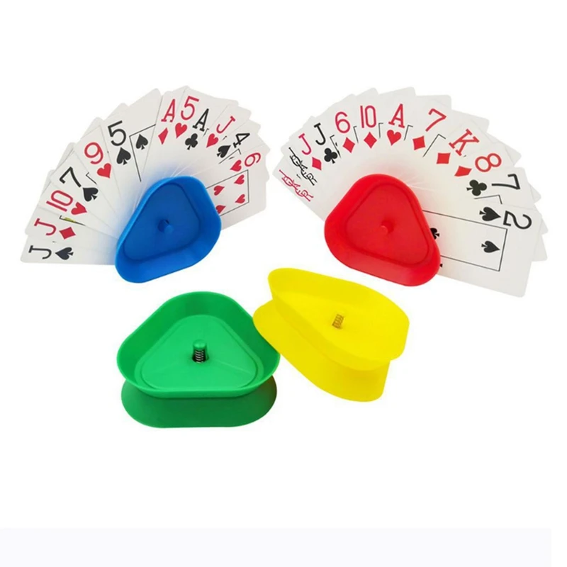 Soporte de juego de póker de 16 piezas, soporte de tarjetas de juego, placa triangular, organizador de cartas de juego familiares, juego de póker