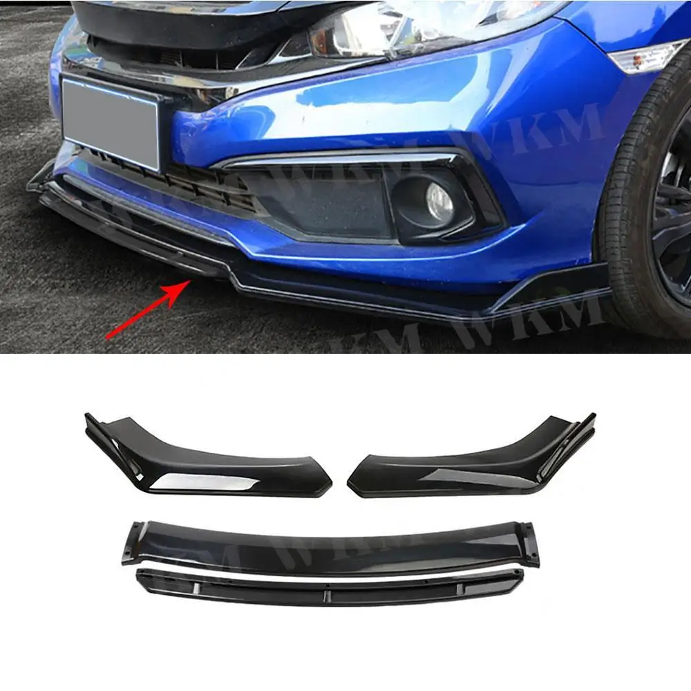 

3PCS ABS Carbon Look Front Lip Spoiler Apron Universal Car For BMW For Benz For Audi For VW Etc. Carbon Look Gloss Front Lip