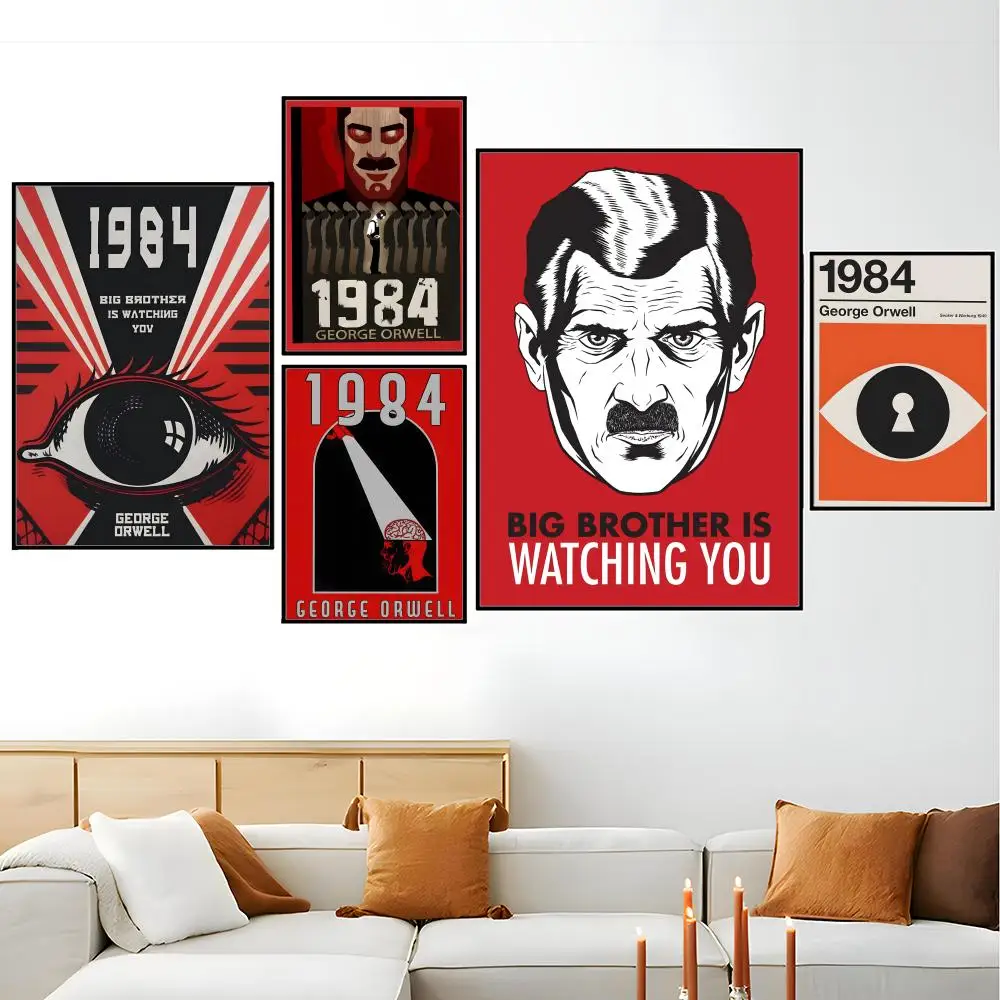 Pôster de Livro N-Nineteen E-Eighty-Four, Arte Estética Moderna Minimalista, Impressões Artísticas para Decoração de Quarto, Cozinha e Casa, Presentes de Arte