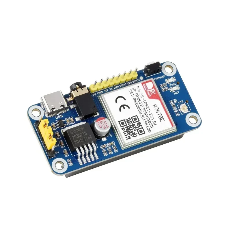 A7670E LTE Cat-1 HAT for Raspberry Pi Multi Band 2G GSM / GPRS LBS for Europe Southeast Asia West Asia Africa China South Korea