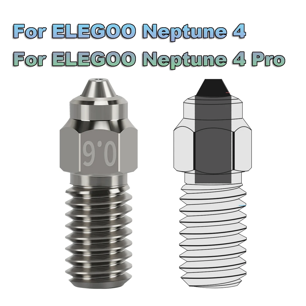 New upgrade Nozzzle For ELEGOO Neptune 4 Pro /For Neptune4 Bimetal Chromium Zirconium Copper Body + Hardened Steel Inset Nozzles