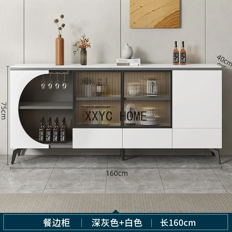 Solid Wood Sideboard Locker Living Room Wine Cabinet Home Storage Cabinet Wall Light Luxury Tea