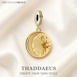Vintage Moon & Star Charm For Women Men Trendy 925 Sterling Silver Gold-color Jewelry