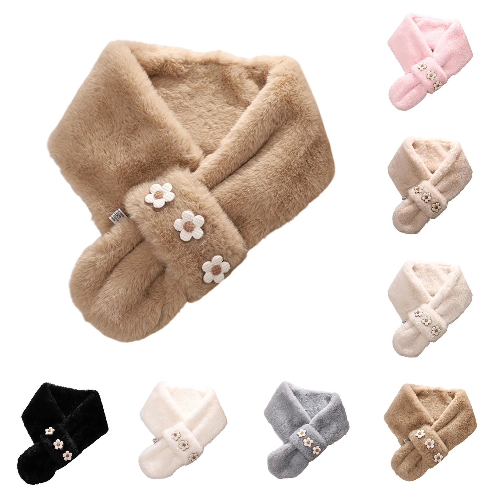 

Korean Winter Faux Rabbit Fur Scarf for Women Girls Scarf Soft Plush Scarves Solid Neck Collar Warmer Stuff Christma Warm Scarf